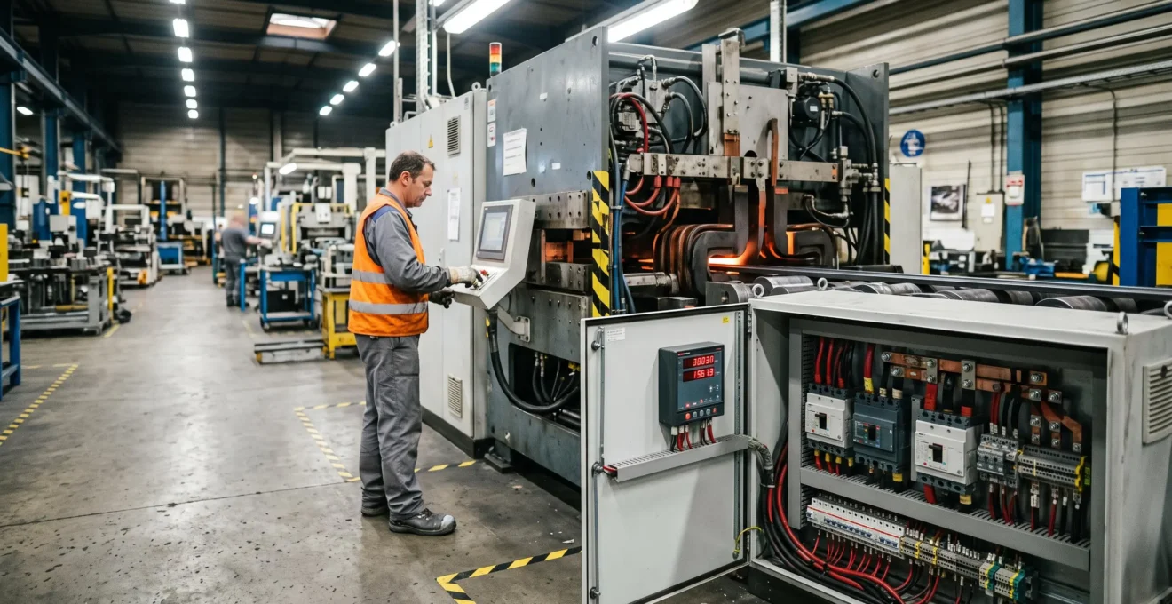 Active manufacturing production line with electrical machinery operating in a French industrial facility